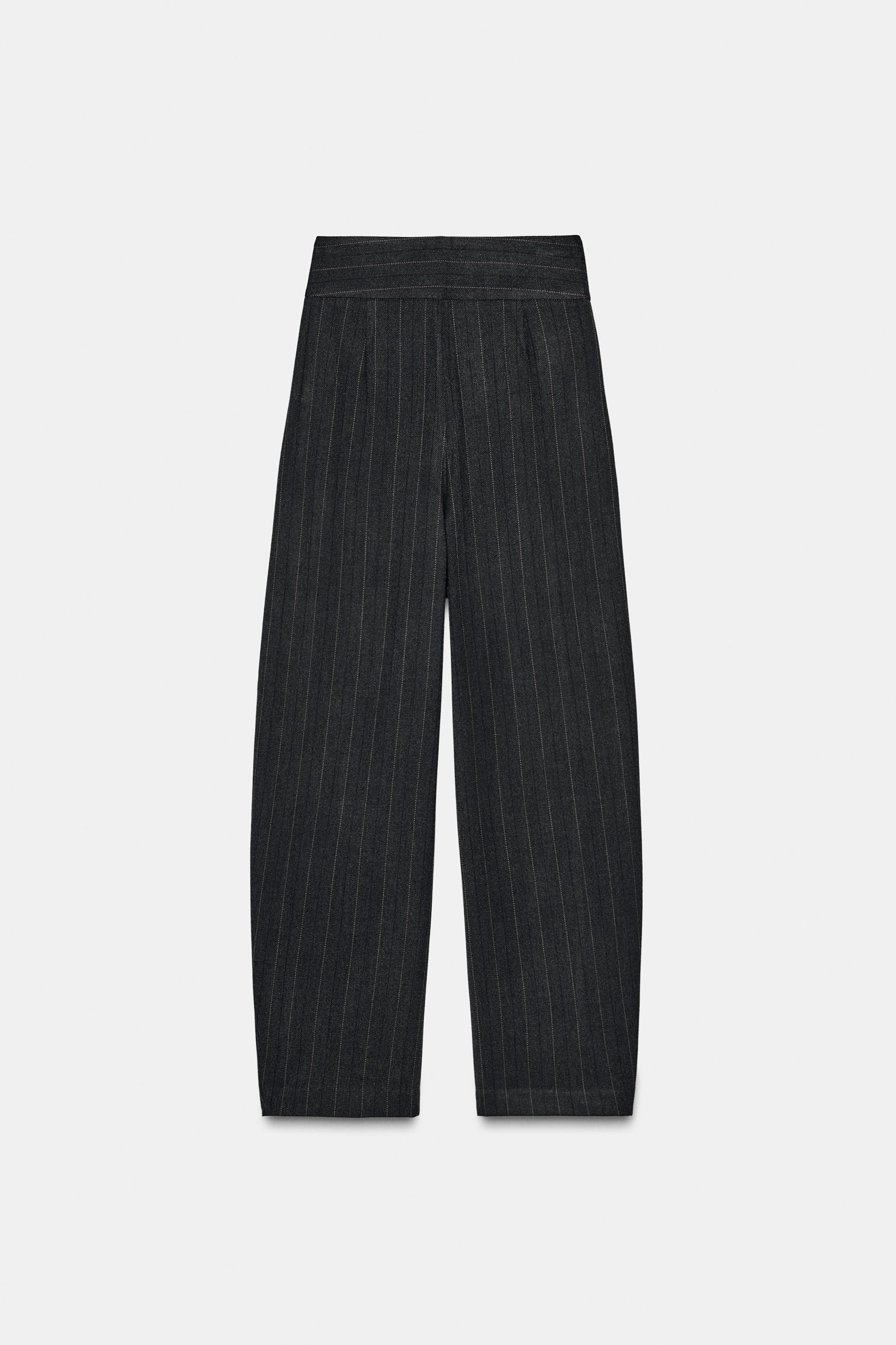 PLEATED STRIPED BALLOON PANTS